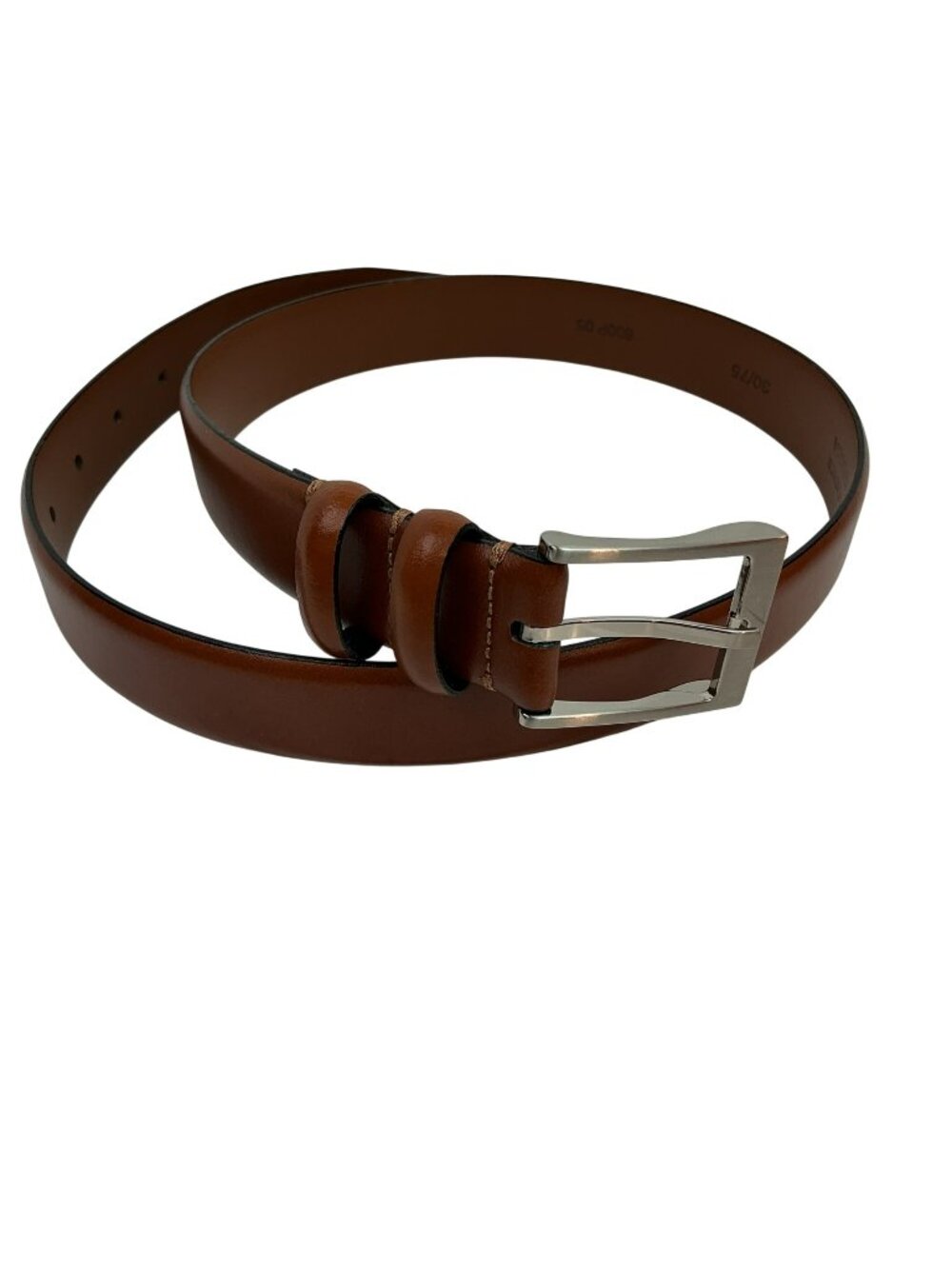 New Genuine Italian Leather Belt With Silver Buckle Mens 30 Brown Handcrafted  I